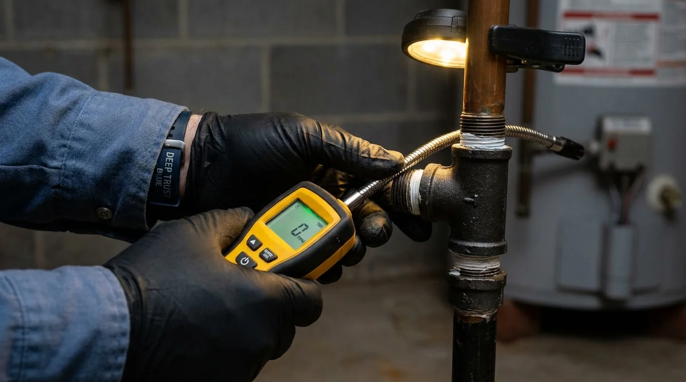 Gas leak detection with electronic sniffer by Johns Plumbing LLC in Peotone